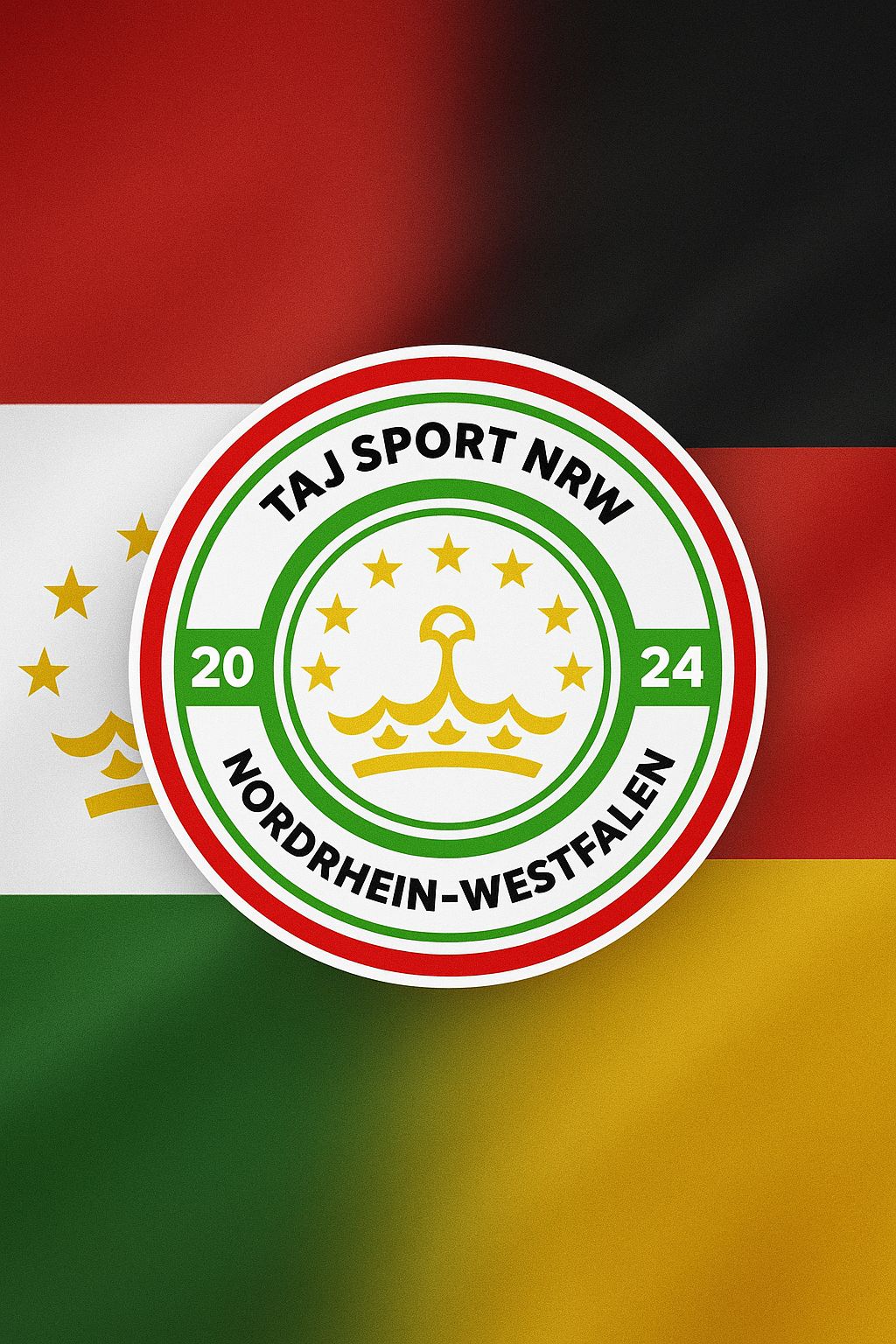 Vereinswappen auf den Farben Rot, Weiß, Grün und Gold
